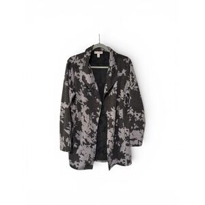 Dana Buchman Women's Open Front Floral Cardigan Jacket Gray Black Size Large L